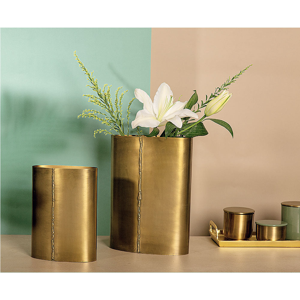Rugged Brass Vase Set of 2
