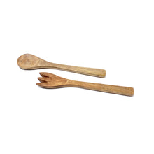 Load image into Gallery viewer, Oak Salad Servers Set of 2