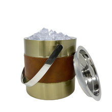 Load image into Gallery viewer, Gold Leather Ice Bucket