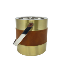 Load image into Gallery viewer, Gold Leather Ice Bucket
