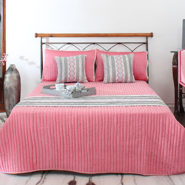 Pink Stripes quilted comforter
