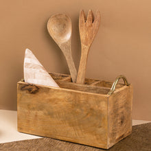 Load image into Gallery viewer, Oak Wood Cutlery Holder

