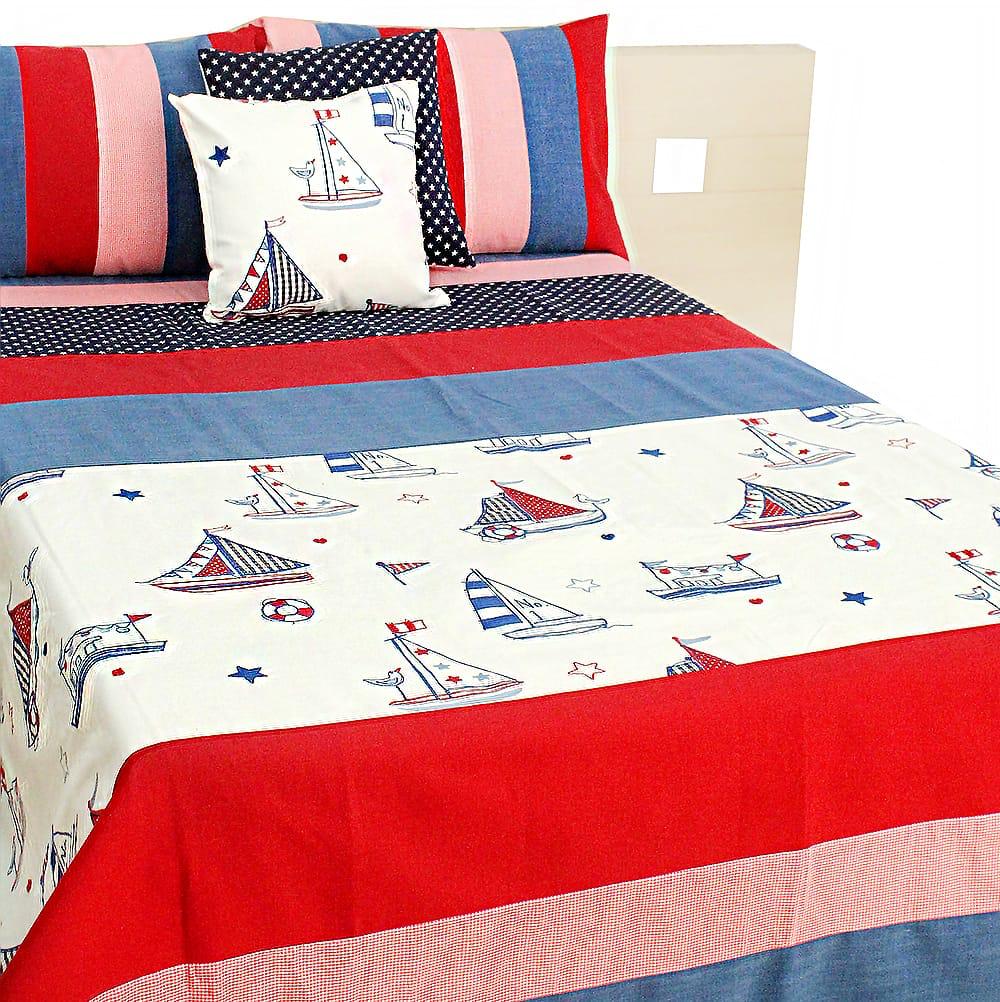 Ship Cotton Embroidered Bed Cover