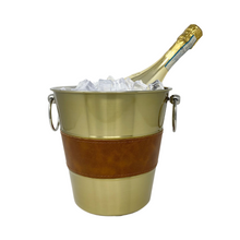 Load image into Gallery viewer, Gold Leather Champagne Bucket
