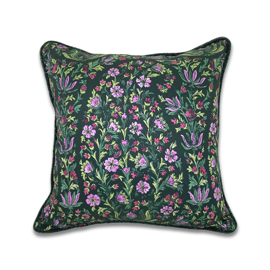 Teal Floral Printed Cushion Cover