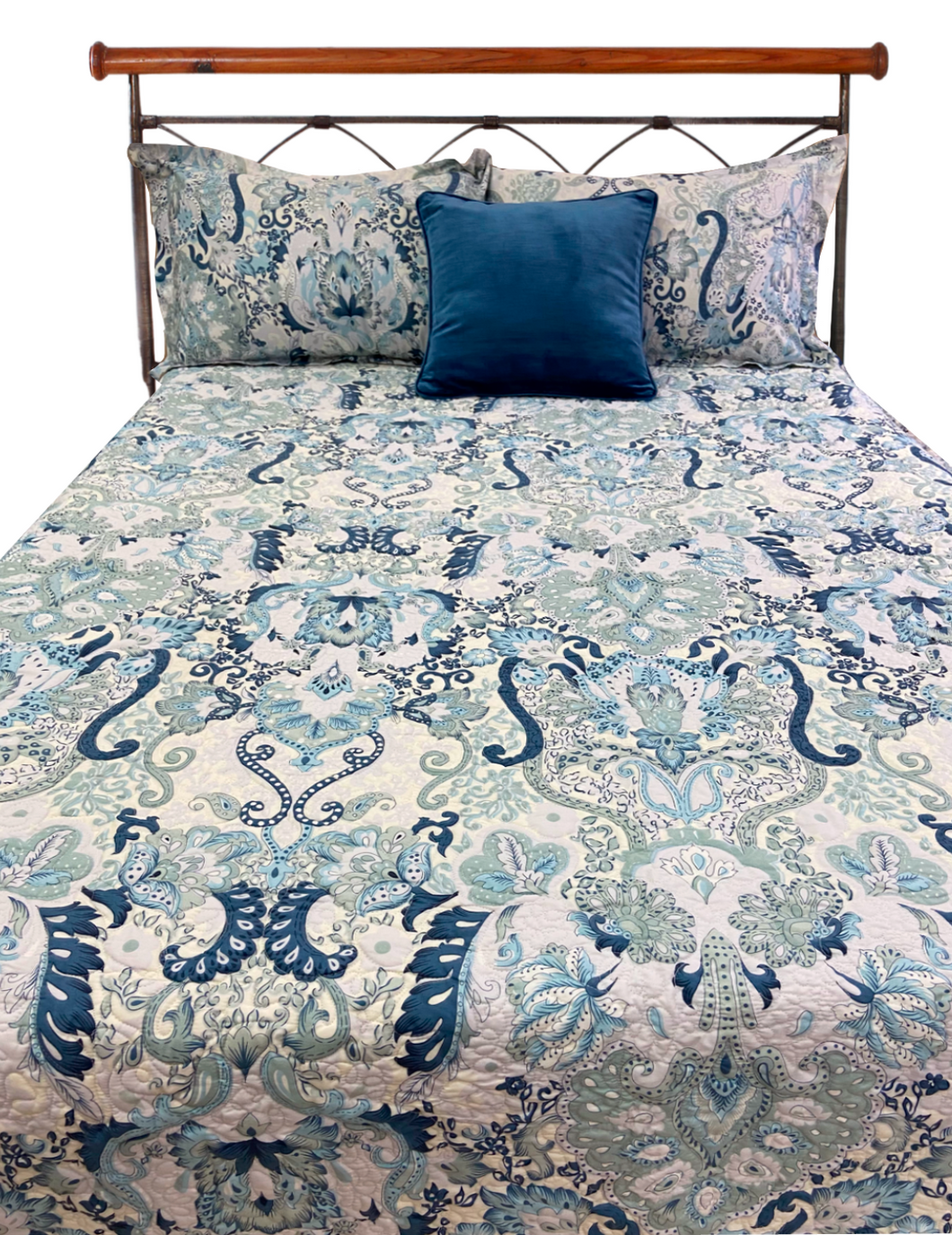 Blue-White Ethnic Bed Cover