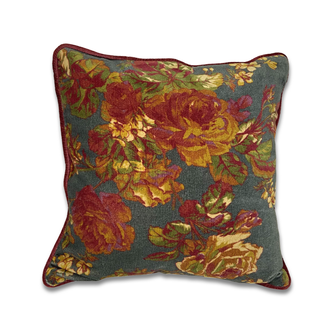 Green Printed Floral Cushion Cover