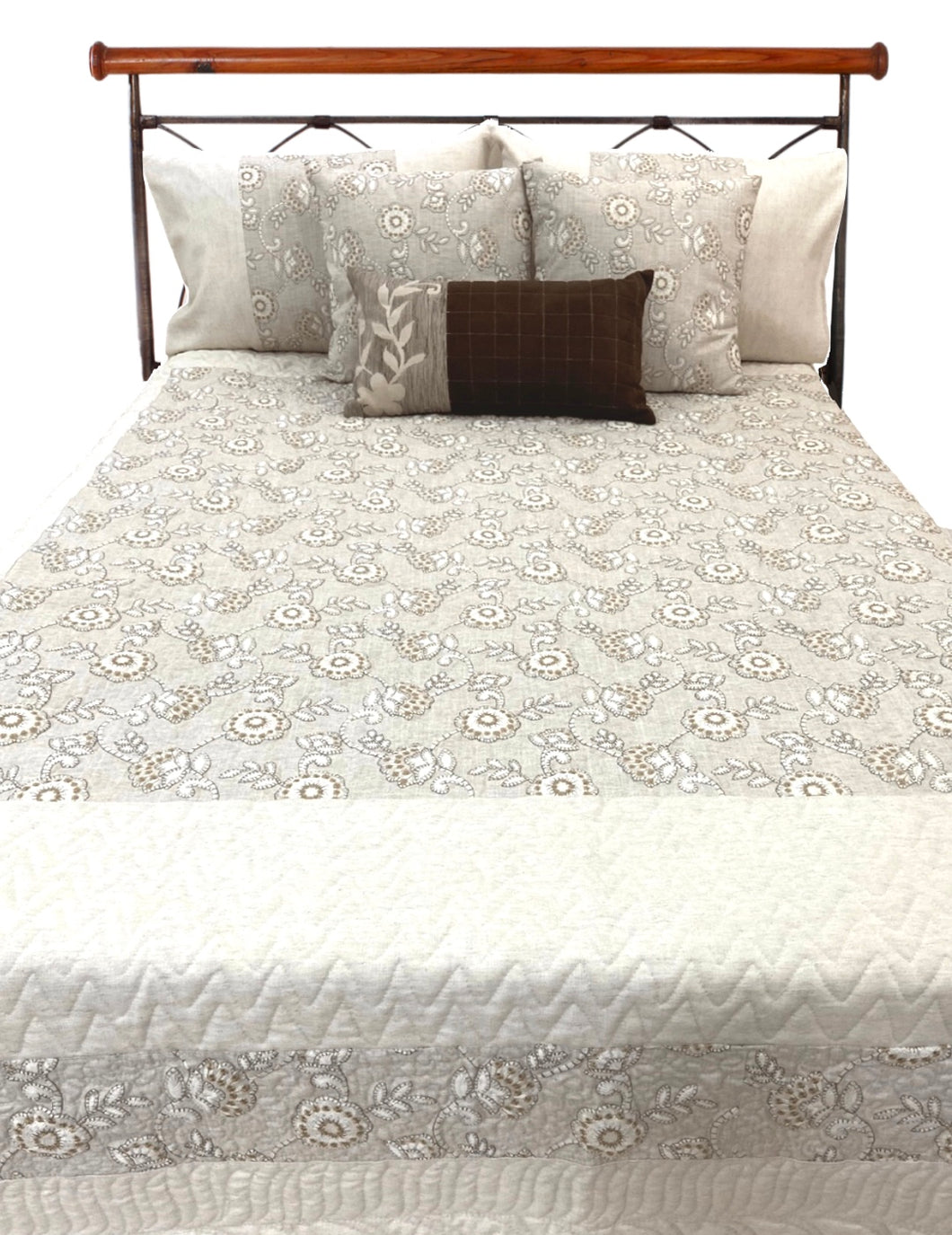 Embroidered Linen Bed Cover