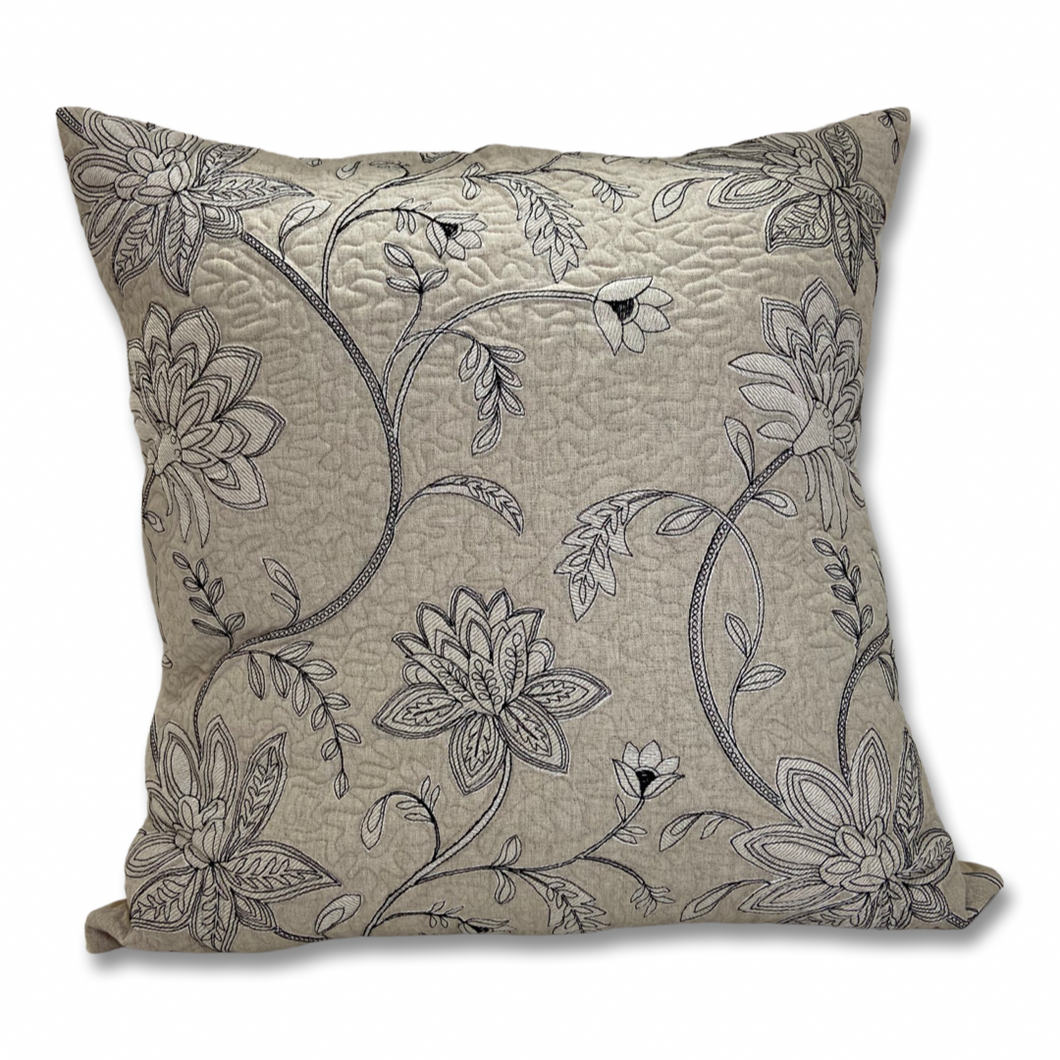 Embroidered Linen Cushion Cover