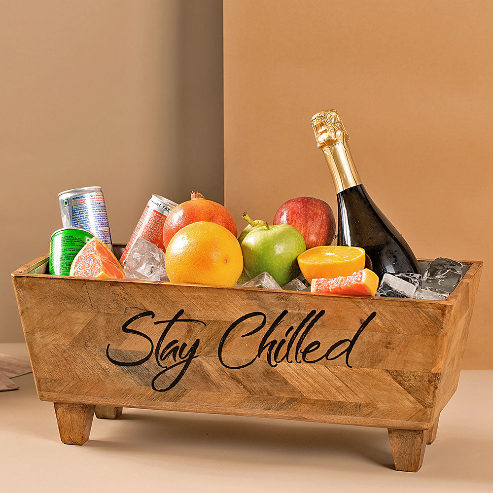 Stay Chilled Wood Party Bucket